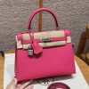 Hermes Kelly 25 Bag Handmade In Epsom Calfskin Leather Silver Hardware I6 Rose Extreme