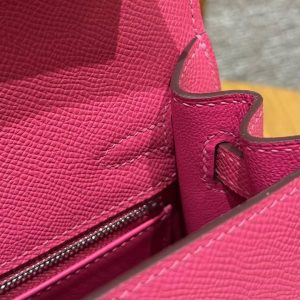 Hermes Kelly 25 Bag Handmade In Epsom Calfskin Leather Silver Hardware I6 Rose Extreme - Image 12