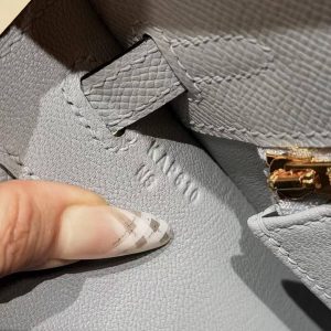 Hermes Kelly 25 Bag Handmade In Epsom Calfskin Leather Gold Hardware J7 Blue Lin - Image 26