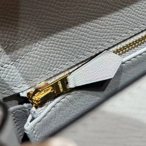 Hermes Kelly 25 Bag Handmade In Epsom Calfskin Leather Gold Hardware J7 Blue Lin - Image 18