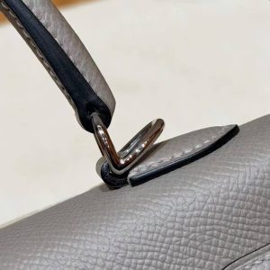 Hermes Kelly 25 Bag Handmade In Epsom Calfskin Leather Silver Hardware M8 Gris Asphalted - Image 12