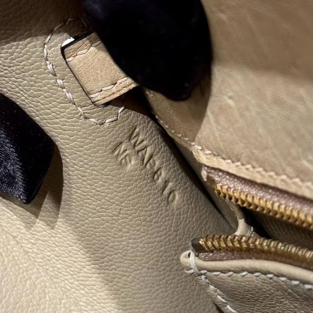 Hermes Kelly 25 Bag Handmade In KK Ostrich Leather From South Africa Gold Hardware OM Chai - Image 10