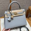 Hermes Kelly 25 Bag Handmade In Epsom Calfskin Leather Gold Hardware P0 Gris Pantin
