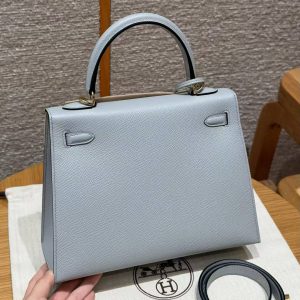 Hermes Kelly 25 Bag Handmade In Epsom Calfskin Leather Gold Hardware P0 Gris Pantin - Image 2