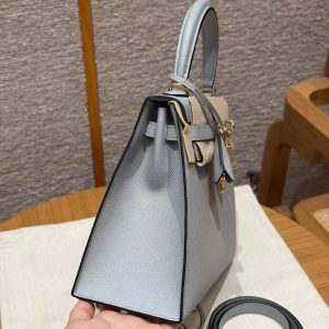 Hermes Kelly 25 Bag Handmade In Epsom Calfskin Leather Gold Hardware P0 Gris Pantin - Image 20
