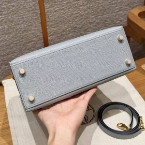 Hermes Kelly 25 Bag Handmade In Epsom Calfskin Leather Gold Hardware P0 Gris Pantin - Image 19