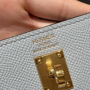 Hermes Kelly 25 Bag Handmade In Epsom Calfskin Leather Gold Hardware P0 Gris Pantin - Image 17