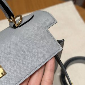 Hermes Kelly 25 Bag Handmade In Epsom Calfskin Leather Gold Hardware P0 Gris Pantin - Image 11
