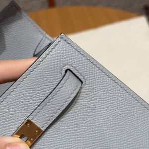 Hermes Kelly 25 Bag Handmade In Epsom Calfskin Leather Gold Hardware P0 Gris Pantin - Image 10