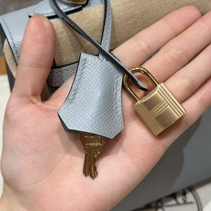 Hermes Kelly 25 Bag Handmade In Epsom Calfskin Leather Gold Hardware P0 Gris Pantin - Image 8