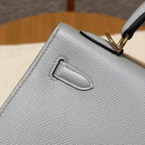 Hermes Kelly 25 Bag Handmade In Epsom Calfskin Leather Gold Hardware P0 Gris Pantin - Image 5