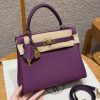 Hermes Kelly 25 Bag Handmade In Togo Calfskin Leather Gold Hardware P9 Anemone