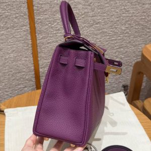 Hermes Kelly 25 Bag Handmade In Togo Calfskin Leather Gold Hardware P9 Anemone - Image 17