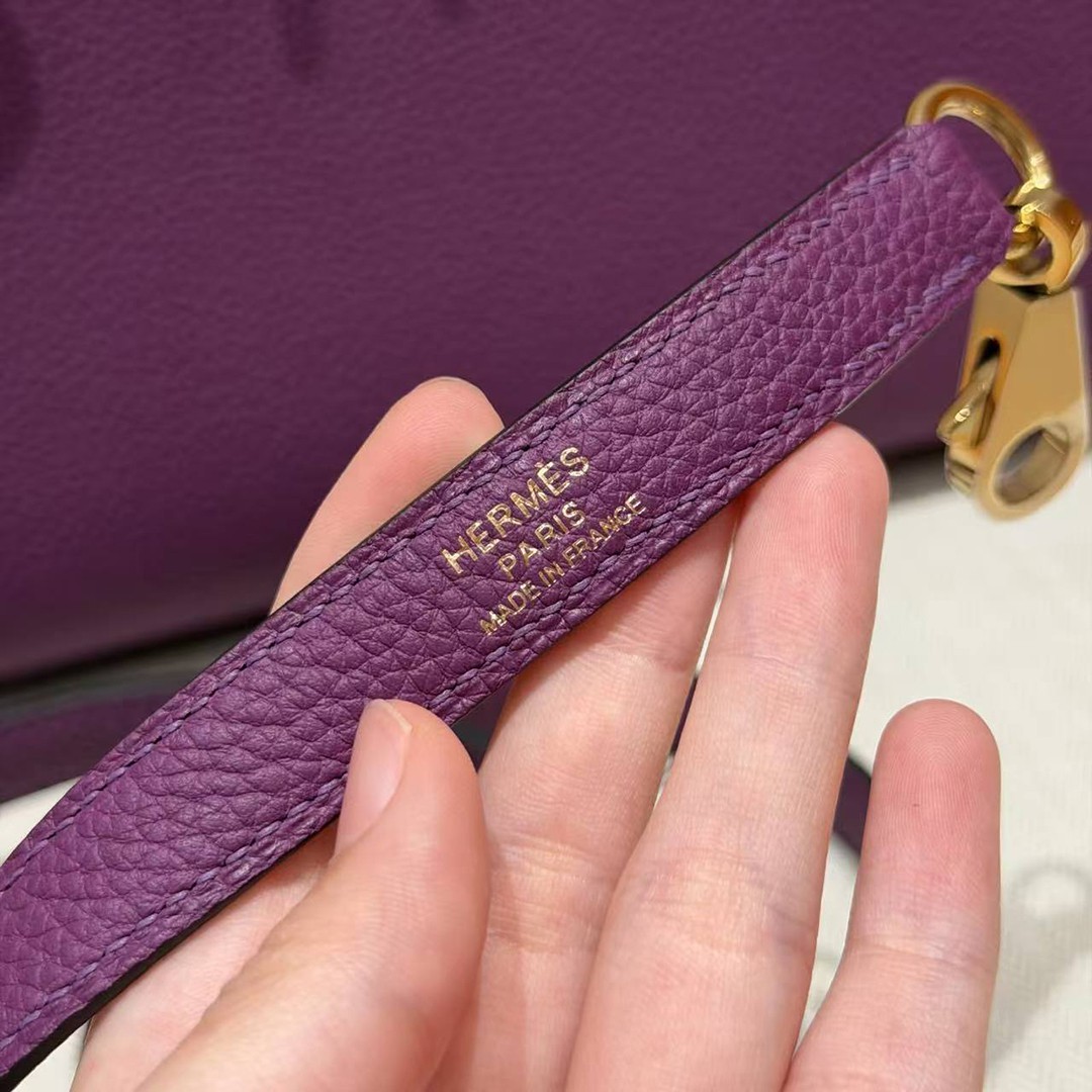 Hermes Kelly 25 Bag Handmade In Togo Calfskin Leather Gold Hardware P9 Anemone - Image 4