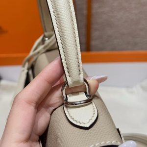 Hermes Kelly 25 Bag Handmade In Epsom Calfskin Leather Silver Hardware S2 Trench i2 Nata - Image 15