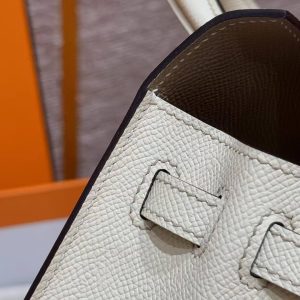 Hermes Kelly 25 Bag Handmade In Epsom Calfskin Leather Silver Hardware S2 Trench i2 Nata - Image 4