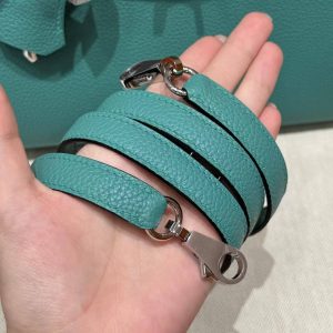 Hermes Kelly 25 Bag Handmade In Togo Calfskin Leather Silver Hardware U1 Vert Verone - Image 6