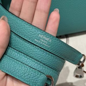Hermes Kelly 25 Bag Handmade In Togo Calfskin Leather Silver Hardware U1 Vert Verone - Image 5
