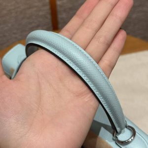 Hermes Kelly 25 Bag Handmade In Epsom Calfskin Leather Silver Hardware U2 Blue Zephyr - Image 17