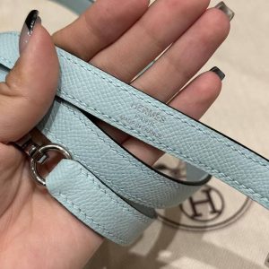 Hermes Kelly 25 Bag Handmade In Epsom Calfskin Leather Silver Hardware U2 Blue Zephyr - Image 8