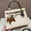 Hermes Kelly 25 Bag Handmade In Epsom Calfskin Leather Silver Hardware ck10 Craie 0M Chai 0L Gris Mayer