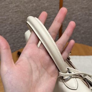 Hermes Kelly 25 Bag Handmade In Epsom Calfskin Leather Silver Hardware i2 Nata - Image 17