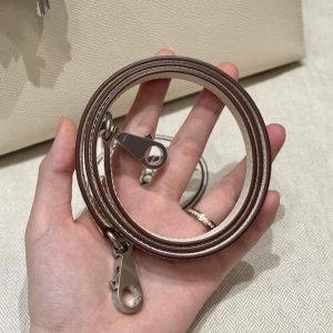 Hermes Kelly 25 Bag Handmade In Epsom Calfskin Leather Silver Hardware i2 Nata - Image 13