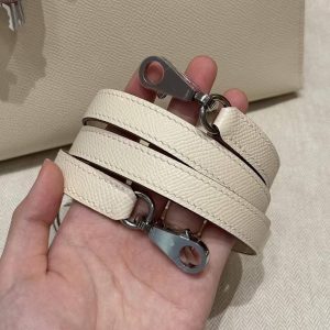 Hermes Kelly 25 Bag Handmade In Epsom Calfskin Leather Silver Hardware i2 Nata - Image 12