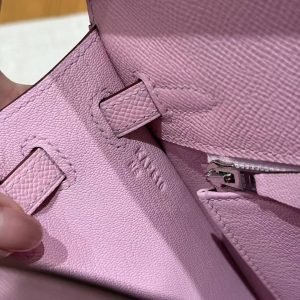 Hermes Kelly 25 Bag Handmade In Epsom Calfskin Leather From France Silver Hardware x9 Mauve Sylvestre - Image 20