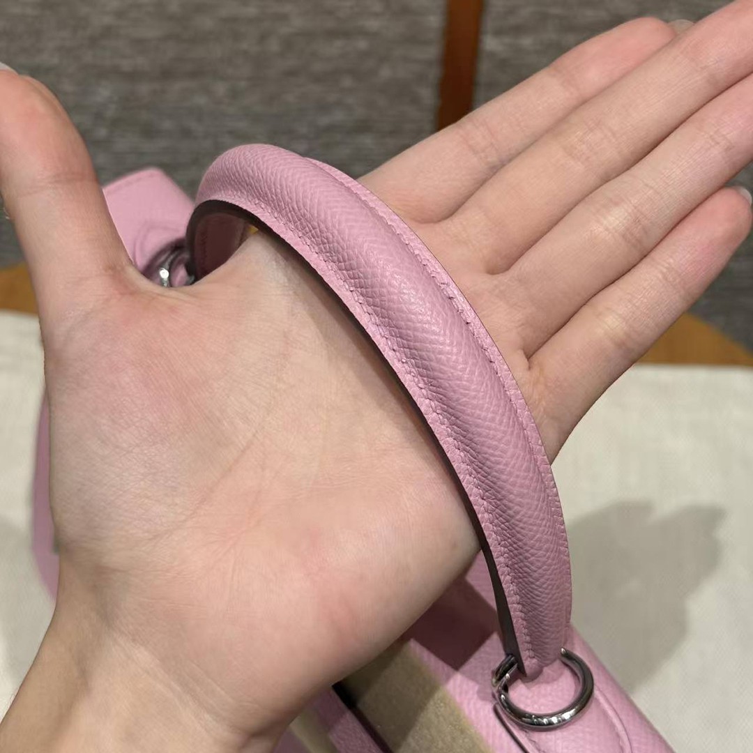 Hermes Kelly 25 Bag Handmade In Epsom Calfskin Leather From France Silver Hardware x9 Mauve Sylvestre - Image 18
