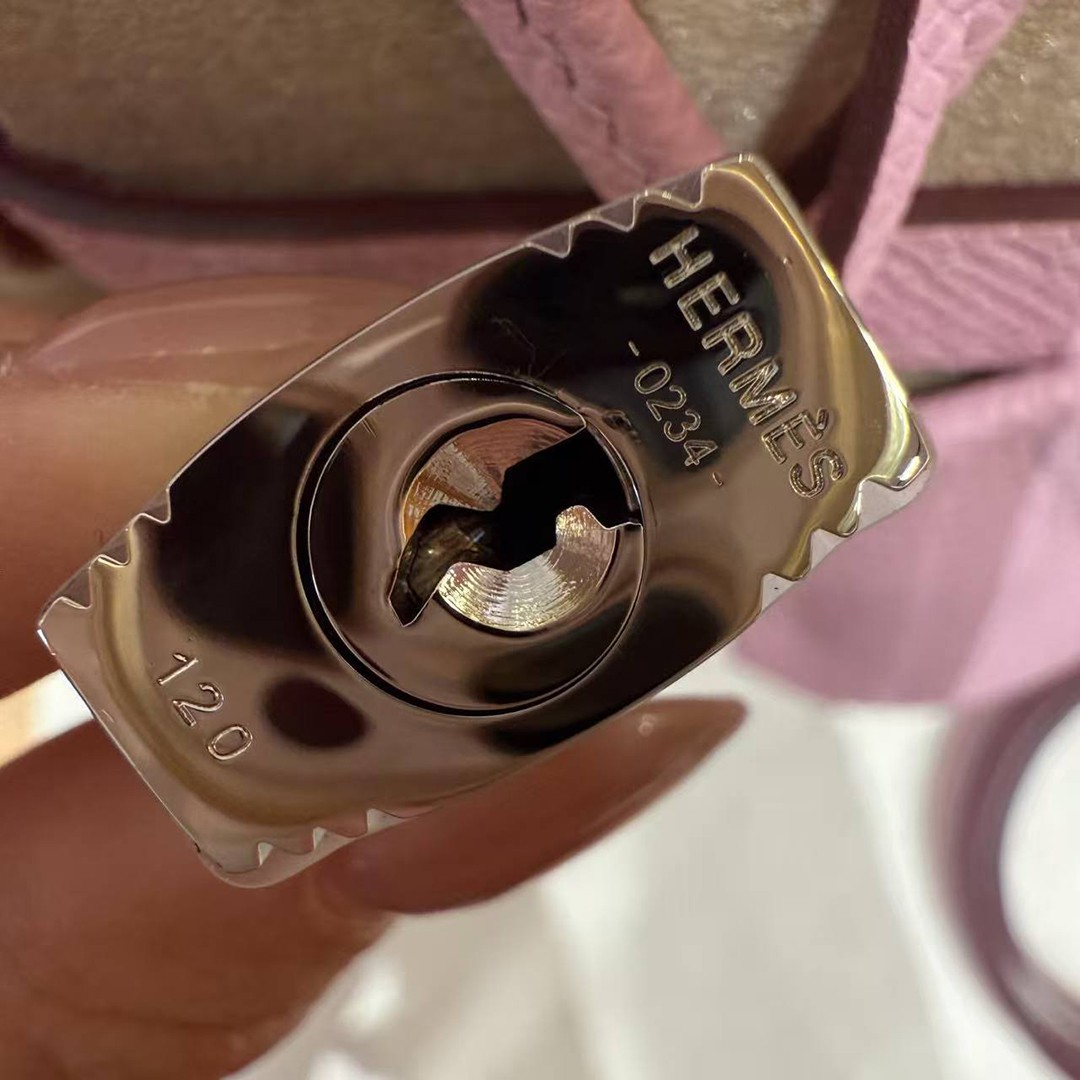 Hermes Kelly 25 Bag Handmade In Epsom Calfskin Leather From France Silver Hardware x9 Mauve Sylvestre - Image 11