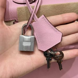 Hermes Kelly 25 Bag Handmade In Epsom Calfskin Leather From France Silver Hardware x9 Mauve Sylvestre - Image 10