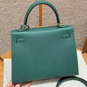 Hermes Kelly 25 Bag Handmade In Epsom Calfskin Leather Gold Hardware z6 Makachite - Image 2
