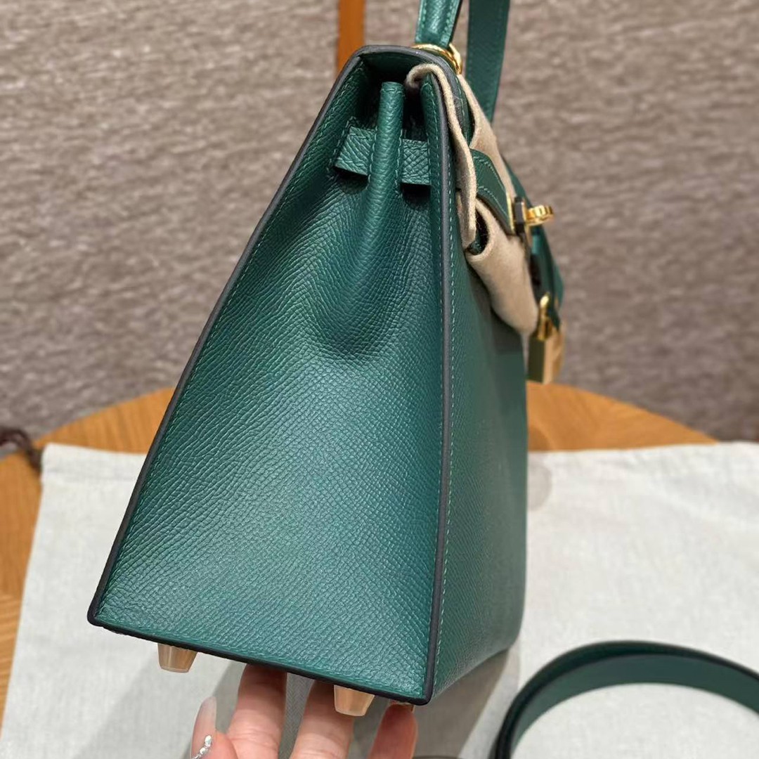 Hermes Kelly 25 Bag Handmade In Epsom Calfskin Leather Gold Hardware z6 Makachite - Image 17