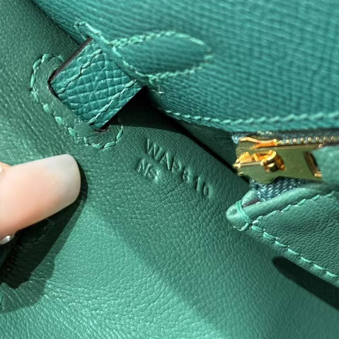Hermes Kelly 25 Bag Handmade In Epsom Calfskin Leather Gold Hardware z6 Makachite - Image 14