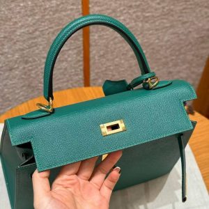 Hermes Kelly 25 Bag Handmade In Epsom Calfskin Leather Gold Hardware z6 Makachite - Image 13