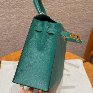Hermes Kelly 25 Bag Handmade In Epsom Calfskin Leather Gold Hardware z6 Makachite - Image 12