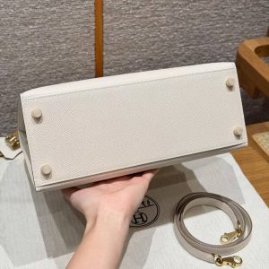 Hermes Kelly 28 Bag Handmade In Epsom Calfskin Leather Gold Hardware 10 Craie - Image 19