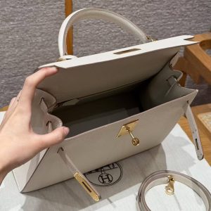 Hermes Kelly 28 Bag Handmade In Epsom Calfskin Leather Gold Hardware 10 Craie - Image 18