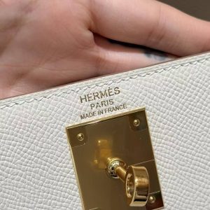 Hermes Kelly 28 Bag Handmade In Epsom Calfskin Leather Gold Hardware 10 Craie - Image 17