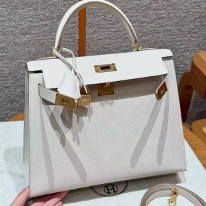 Hermes Kelly 28 Bag Handmade In Epsom Calfskin Leather Gold Hardware 10 Craie - Image 14