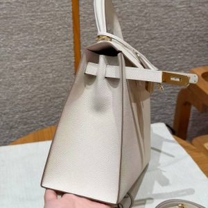 Hermes Kelly 28 Bag Handmade In Epsom Calfskin Leather Gold Hardware 10 Craie - Image 13