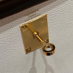 Hermes Kelly 28 Bag Handmade In Epsom Calfskin Leather Gold Hardware 10 Craie - Image 11