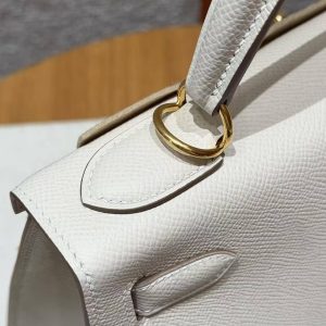 Hermes Kelly 28 Bag Handmade In Epsom Calfskin Leather Gold Hardware 10 Craie - Image 6