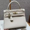 Hermes Kelly 28 Bag Handmade In Togo Calfskin Leather Gold Hardware 10 Craie