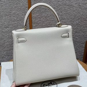 Alternative view of Hermes Kelly 28 Bag Handmade In Togo Calfskin Leather Gold Hardware 10 Craie