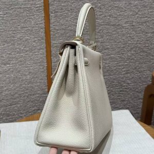 Hermes Kelly 28 Bag Handmade In Togo Calfskin Leather Gold Hardware 10 Craie - Image 16