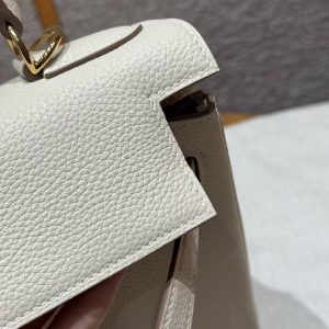 Hermes Kelly 28 Bag Handmade In Togo Calfskin Leather Gold Hardware 10 Craie - Image 10
