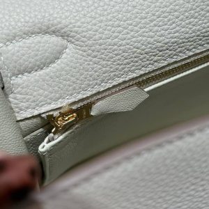 Hermes Kelly 28 Bag Handmade In Togo Calfskin Leather Gold Hardware 10 Craie - Image 7
