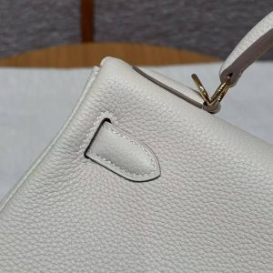 Hermes Kelly 28 Bag Handmade In Togo Calfskin Leather Gold Hardware 10 Craie - Image 6